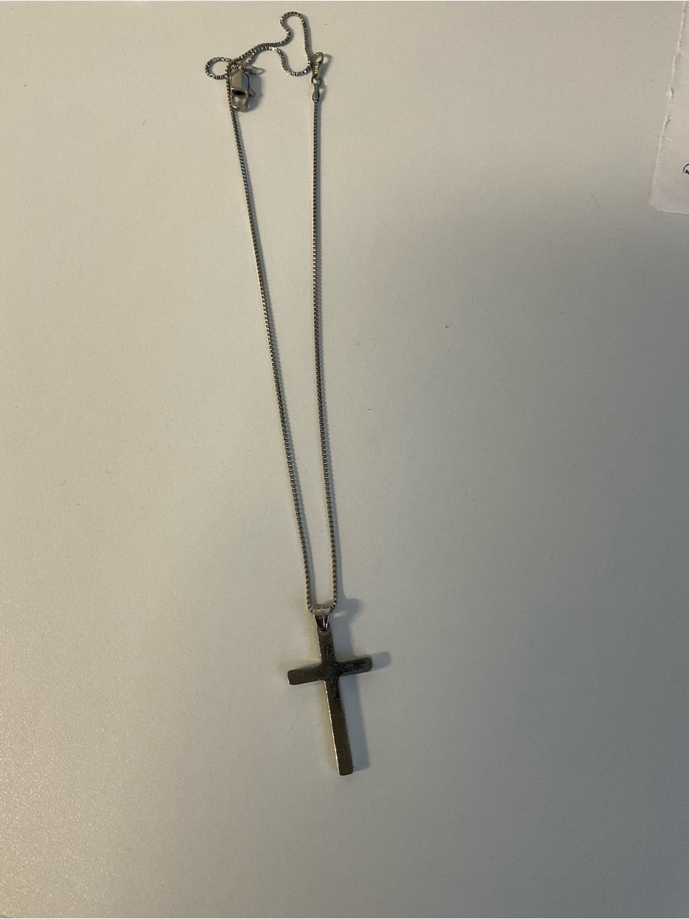 .925 Italy Silver Cross Pendant Necklace - Silver Tone